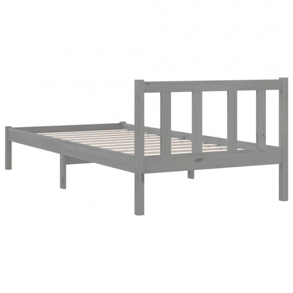 Cadre de lit Gris Bois de pin massif 90x190 cm Simple