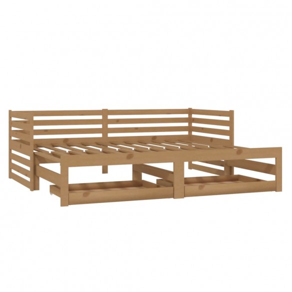 Lit coulissant 2x(90x200) cm Marron miel Bois de pin massif