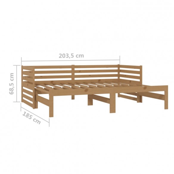 Lit coulissant 2x(90x200) cm Marron miel Bois de pin massif