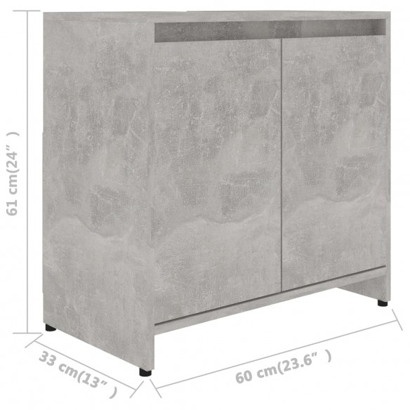 Armoire de salle de bain Gris béton 60x33x61 cm Aggloméré