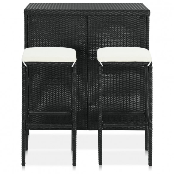 Ensemble de bar 3 pcs Résine tressée Noir