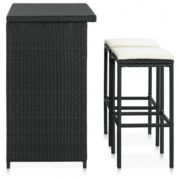 Ensemble de bar 3 pcs Résine tressée Noir