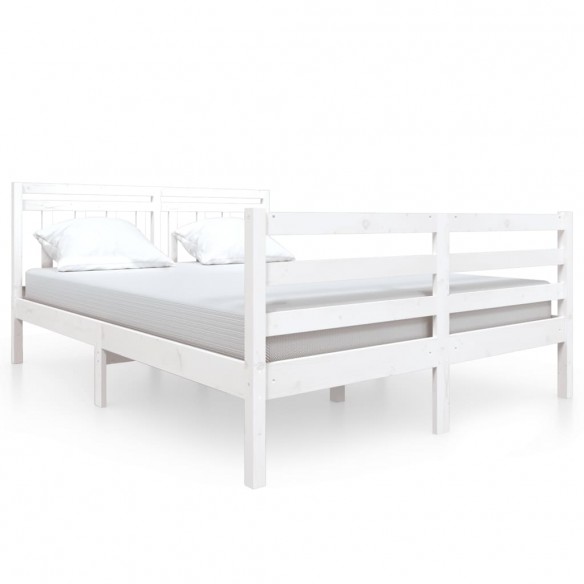 Cadre de lit Blanc Bois massif 140x190 cm