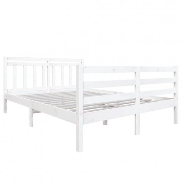 Cadre de lit Blanc Bois massif 140x190 cm