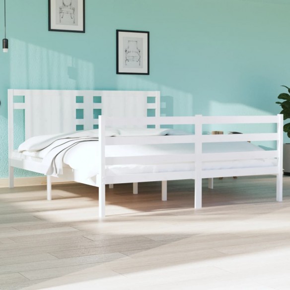 Cadre de lit Blanc Bois massif 140x190 cm