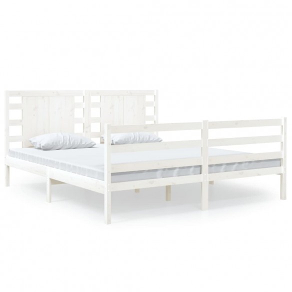 Cadre de lit Blanc Bois massif 140x190 cm