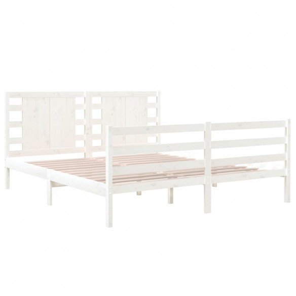 Cadre de lit Blanc Bois massif 140x190 cm