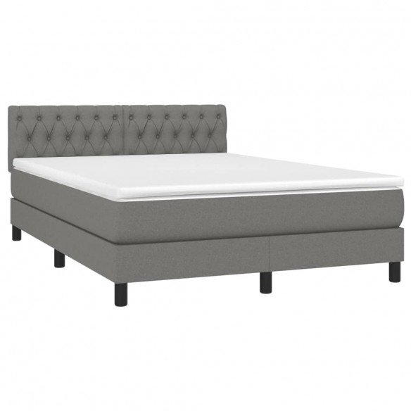 Cadre de lit et matelas et LED Gris foncé 140x190 cm