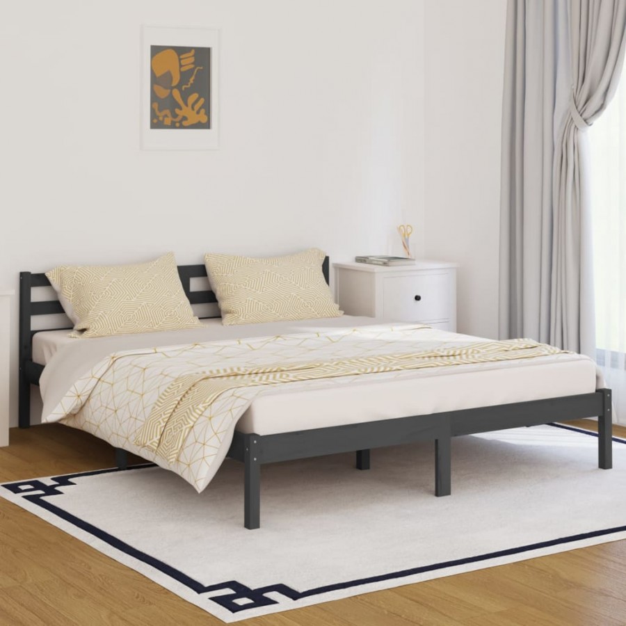 Cadre de lit Bois massif de pin 160x200 cm Gris