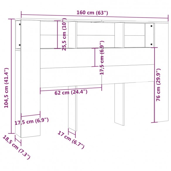 Armoire de tête de lit Blanc 160x18,5x104,5 cm