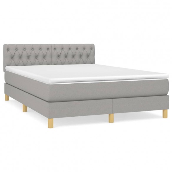 Cadre de lit avec matelas Gris clair 140x200cm Tissu