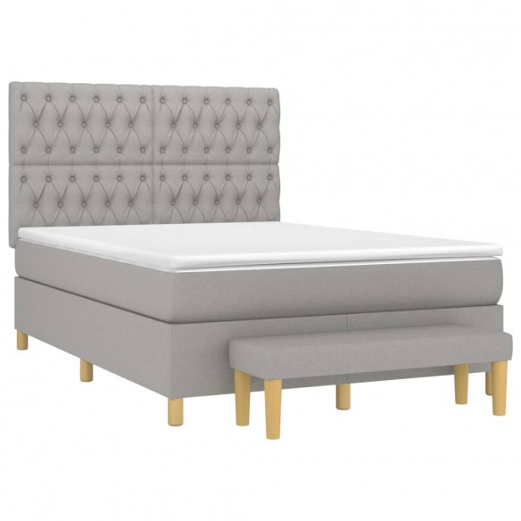 Cadre de lit avec matelas Gris clair 140x200cm Tissu