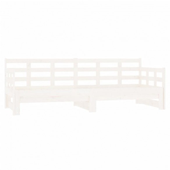 Lit coulissant Blanc Bois de pin massif 2x(90x200) cm