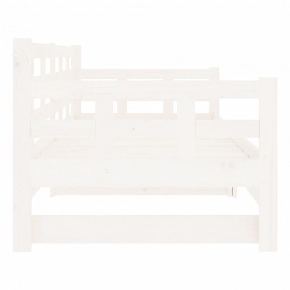 Lit coulissant Blanc Bois de pin massif 2x(90x200) cm