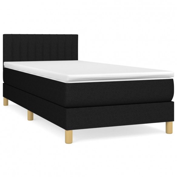 Cadre de lit avec matelas Noir 90x190 cm Tissu