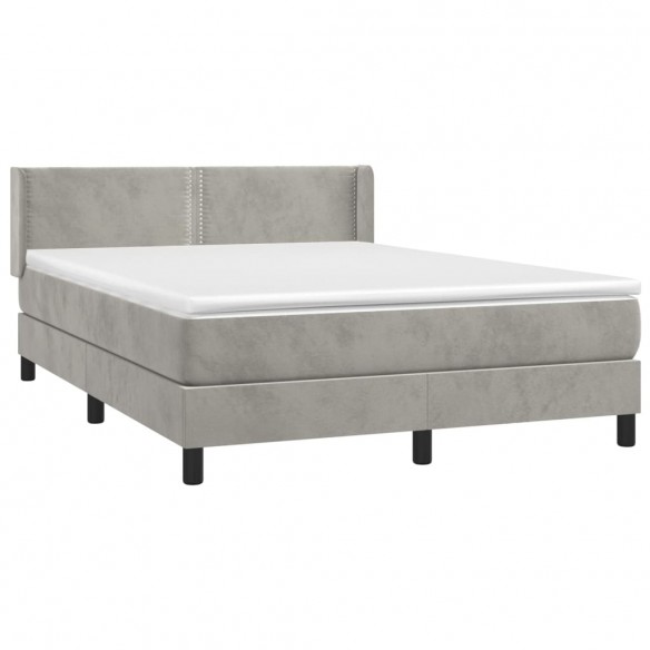 Cadre de lit et matelas Gris clair 140x190cm Velours