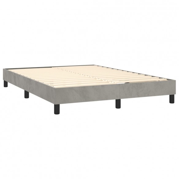 Cadre de lit et matelas Gris clair 140x190cm Velours