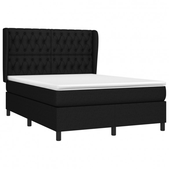 Cadre de lit avec matelas Noir 140x200 cm Tissu