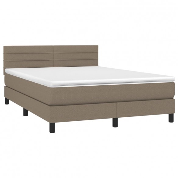 Cadre de lit avec matelas LED Taupe 140x200 cm Tissu