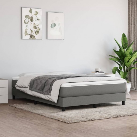 Cadre de lit avec matelas Gris foncé 160x200cm Tissu