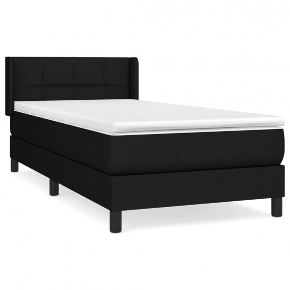 Cadre de lit avec matelas Noir 90x200 cm Tissu