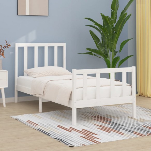 Cadre de lit Blanc Bois massif 90x190 cm Simple