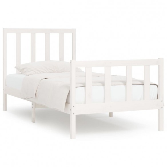 Cadre de lit Blanc Bois massif 90x190 cm Simple