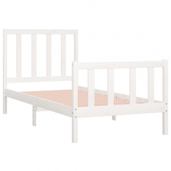 Cadre de lit Blanc Bois massif 90x190 cm Simple