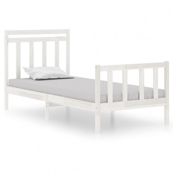 Cadre de lit Blanc Bois massif 90x190 cm Simple