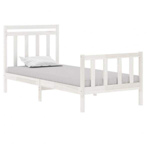 Cadre de lit Blanc Bois massif 90x190 cm Simple