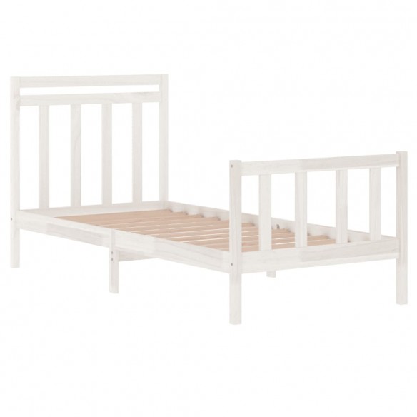 Cadre de lit Blanc Bois massif 90x190 cm Simple