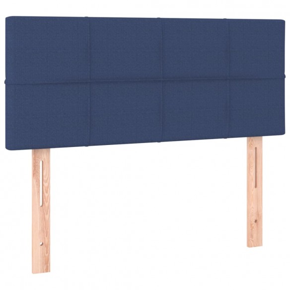 Cadre de lit avec matelas Bleu 100x200 cm Tissu