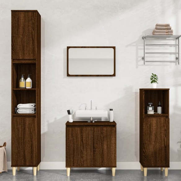 Ensemble de meubles de salle de bain 3 pcs Chêne marron