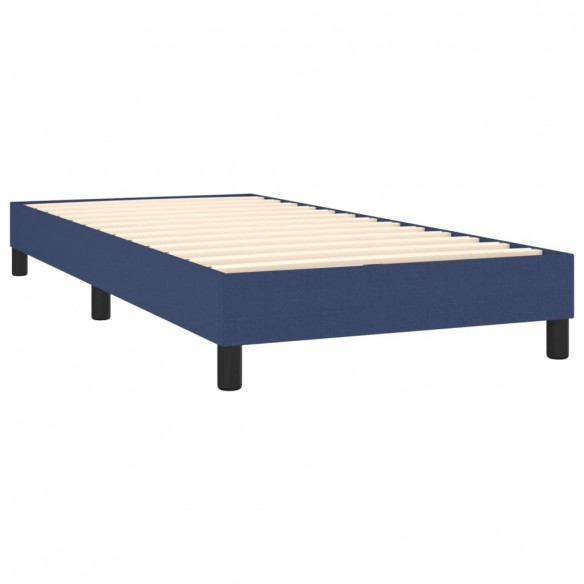 Cadre de lit avec matelas Bleu 100x200 cm Tissu