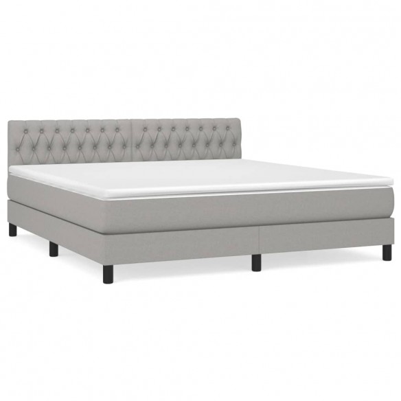 Cadre de lit avec matelas Gris clair 180x200cm Tissu