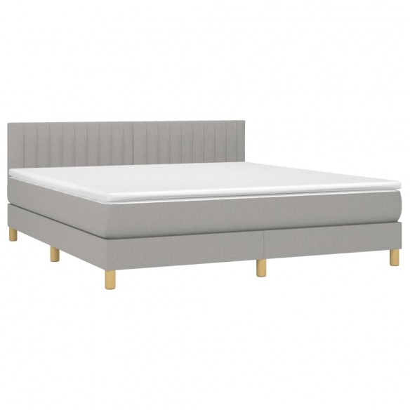 Cadre de lit avec matelas Gris clair 180x200cm Tissu