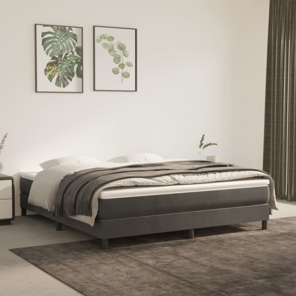 Cadre de lit et matelas Gris foncé 160x200cm Velours