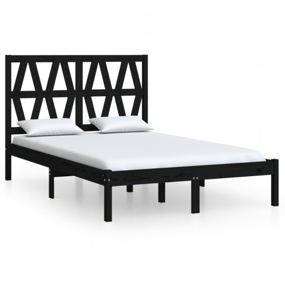 Cadre de lit Noir Bois de pin massif 120x190 cm Petit Double