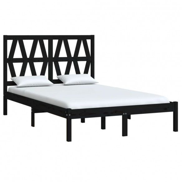 Cadre de lit Noir Bois de pin massif 120x190 cm Petit Double