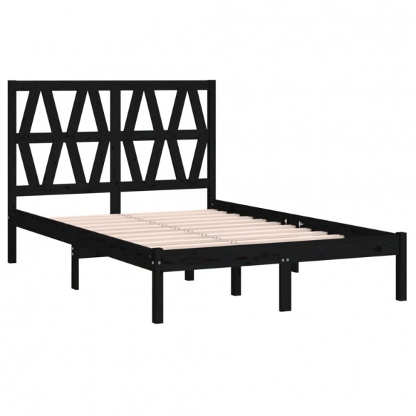 Cadre de lit Noir Bois de pin massif 120x190 cm Petit Double