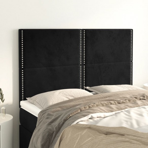 Têtes de lit 4 pcs Noir 72x5x78/88 cm Velours