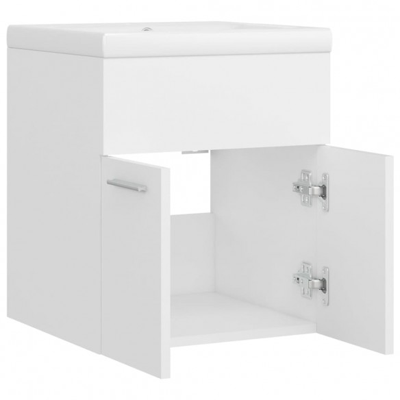 Armoire d'évier avec lavabo intégré Blanc Aggloméré