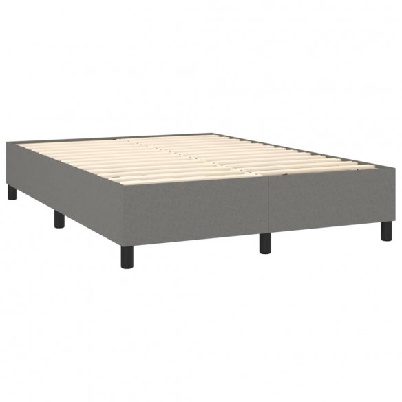 Cadre de lit matelas LED Gris foncé 140x190 cm Tissu