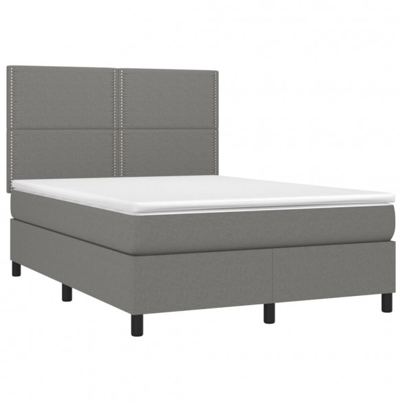 Cadre de lit avec matelas Gris foncé 140x190cm Tissu