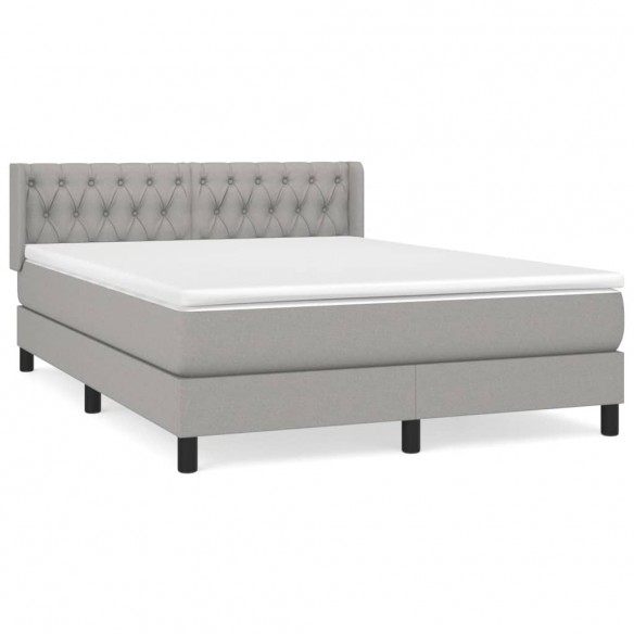 Cadre de lit avec matelas Gris clair 140x200cm Tissu