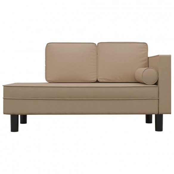 Chaise longue avec coussins et traversin cappuccino similicuir