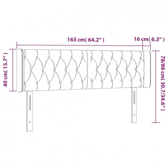 Tête de lit à LED Gris foncé 163x16x78/88 cm Tissu