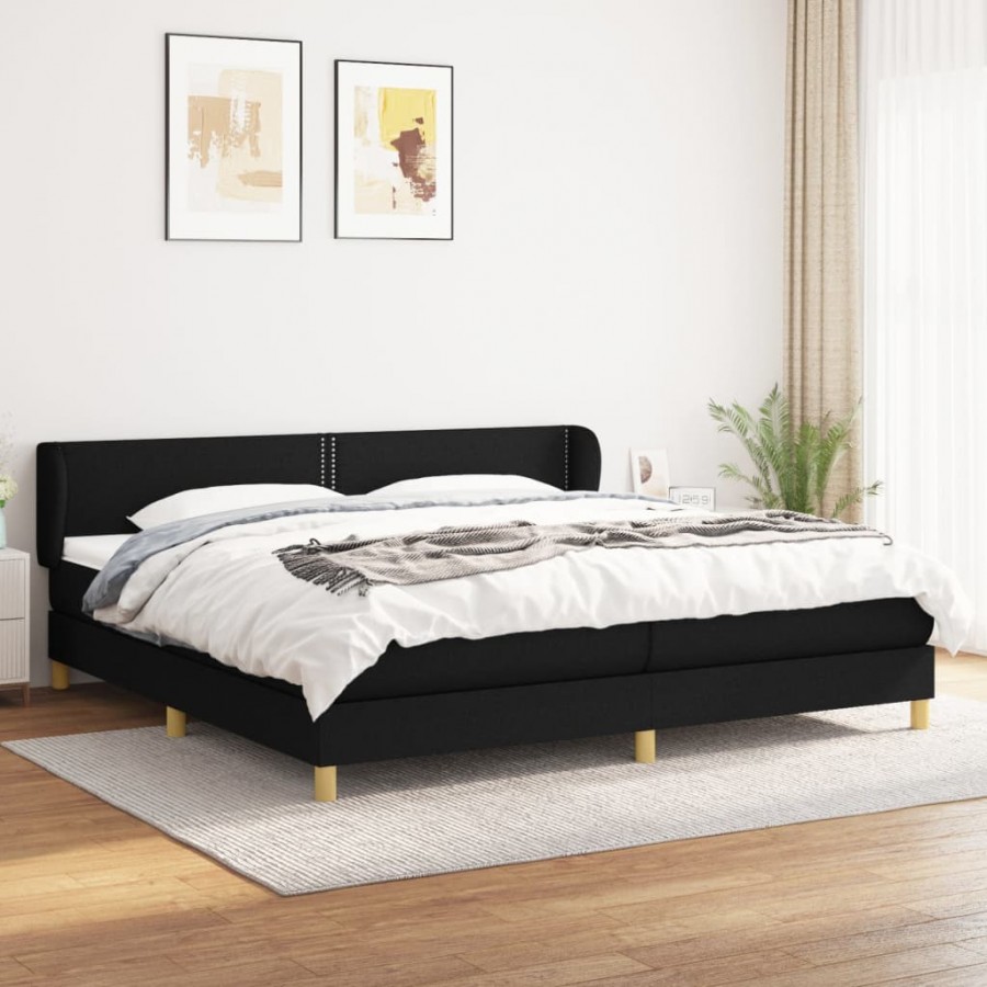 Cadre de lit avec matelas Noir 200x200 cm Tissu