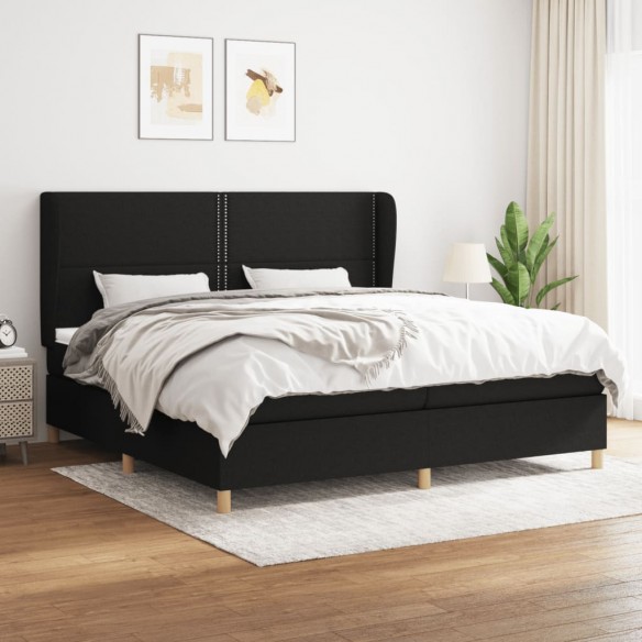 Cadre de lit avec matelas Noir 200x200 cm Tissu