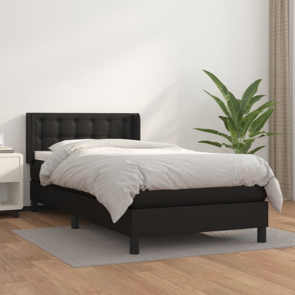 Cadre de lit avec matelas Noir 80x200cm Similicuir